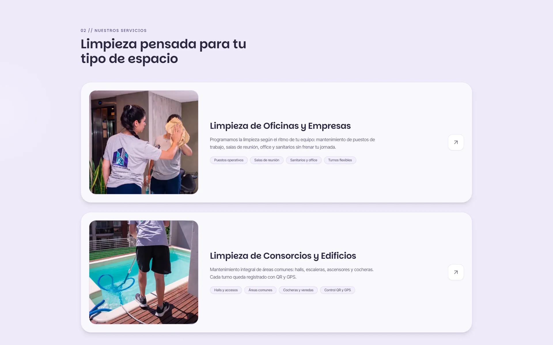Las verticales de servicio, ordenadas por tipo de espacio